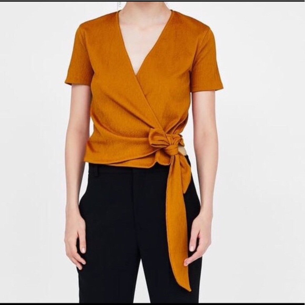 Zara Mustard Wrap Top